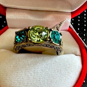 Vintage-Inspired Green and Teal Gemstone Ring